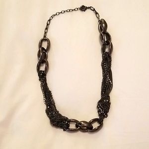 Black gun metal and rhinestone chain necklace
